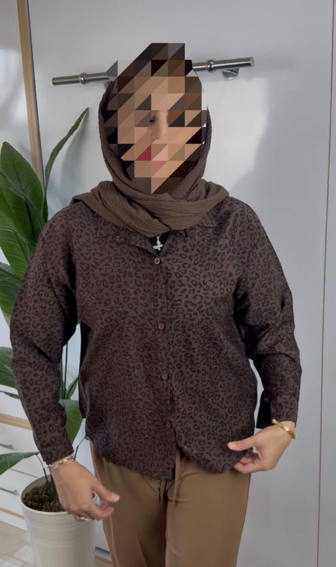 شومیز پلنگی نگیندار پری وارداتی لوکس و خنک۳۶ تا ۴۶